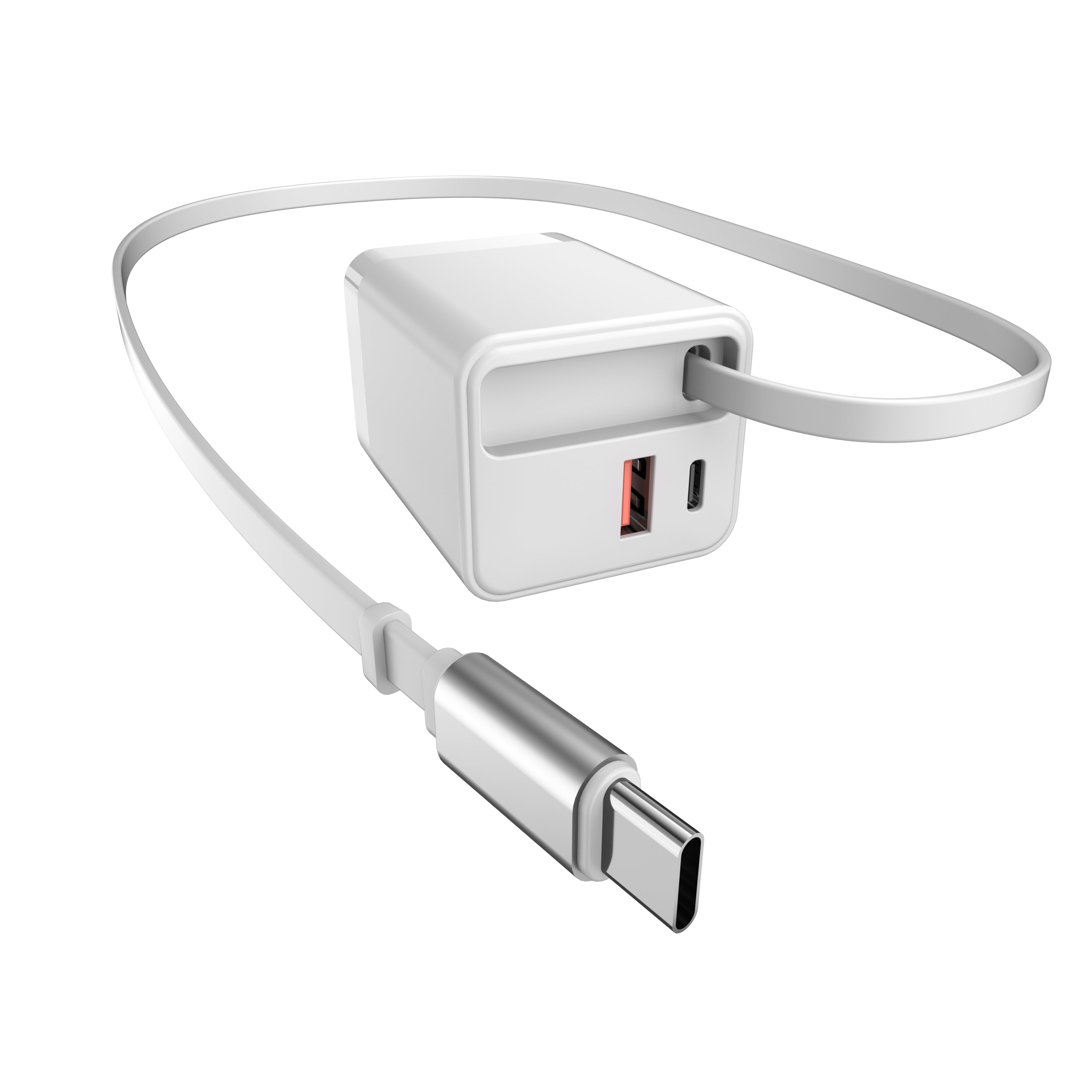 USBPD 45W Wall Charger with built-in retractable USB-C Cable