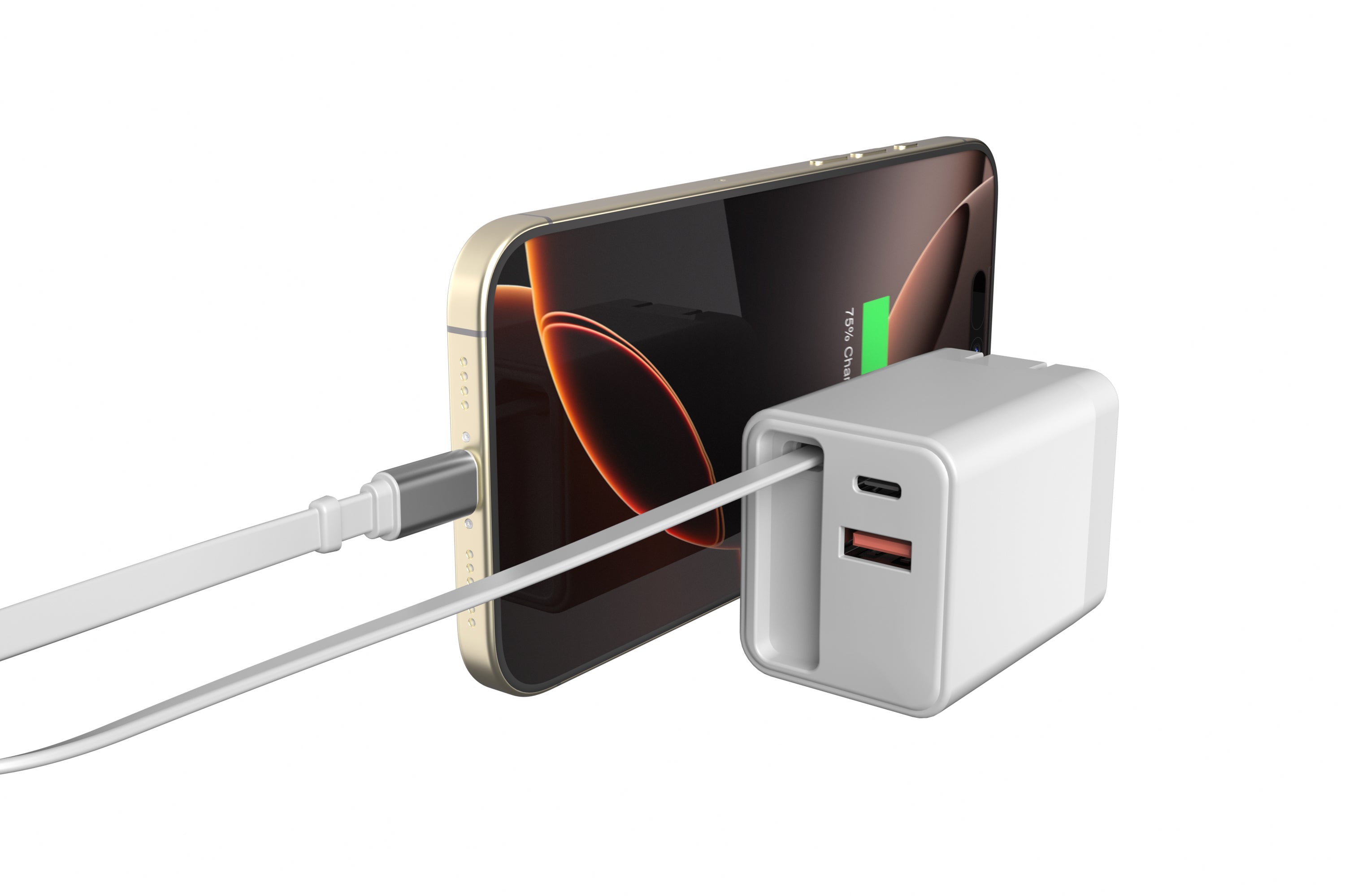 USBPD 45W Wall Charger with built-in retractable USB-C Cable