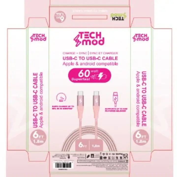 USB-C to USB-C Mesh Cable – 6ft