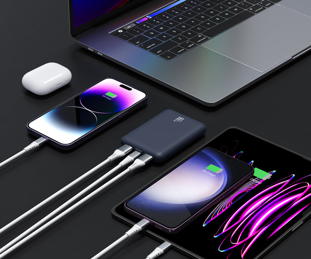 LAX 6600mAh Mini Power Bank – Fast Charging with USB-C & Dual USB-A | iPhone, Android, iPad Compatible