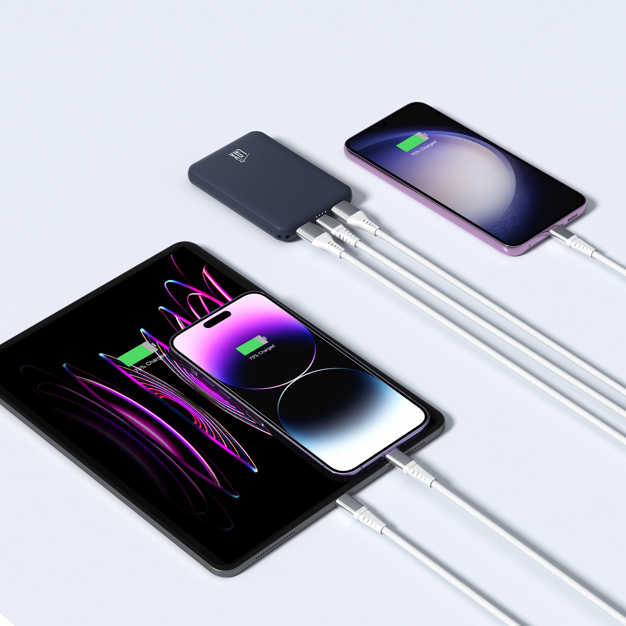 LAX 6600mAh Mini Power Bank – Fast Charging with USB-C & Dual USB-A | iPhone, Android, iPad Compatible