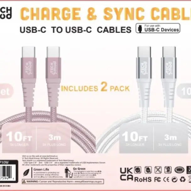 LAX - 2-Pack Linear USB-C to USB-C Cables – 4ft & 6ft