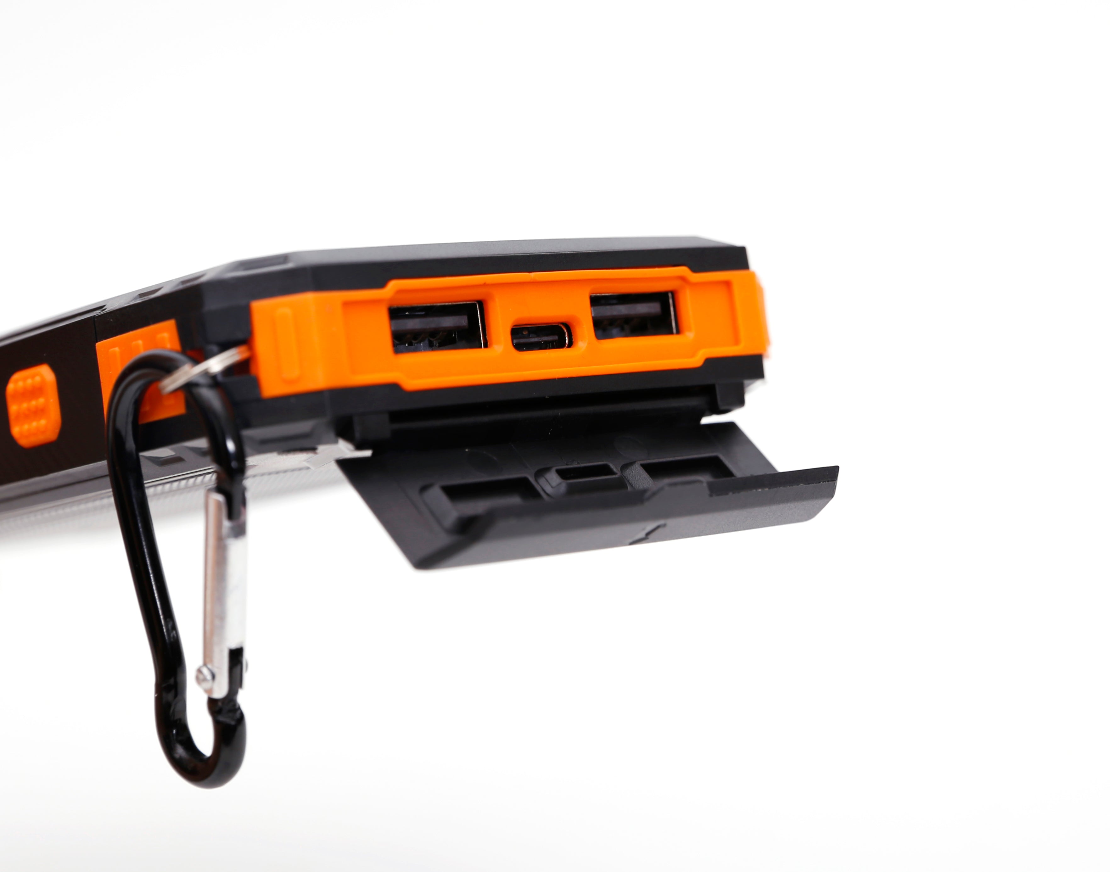 Multi-Functional 10,000mAh Power Bank with Solar Recharging, LED Flashlights, and Compass