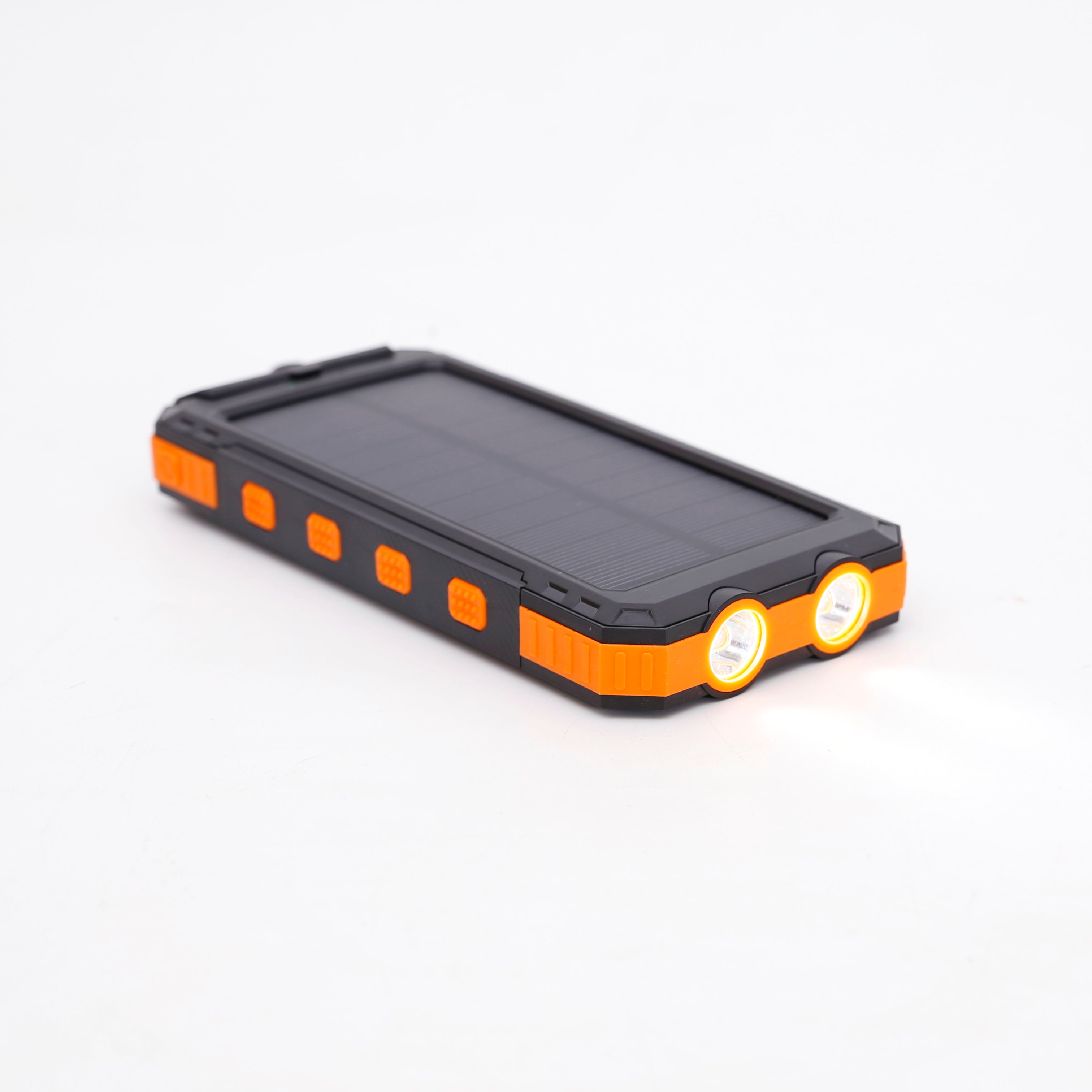 Multi-Functional 10,000mAh Power Bank with Solar Recharging, LED Flashlights, and Compass