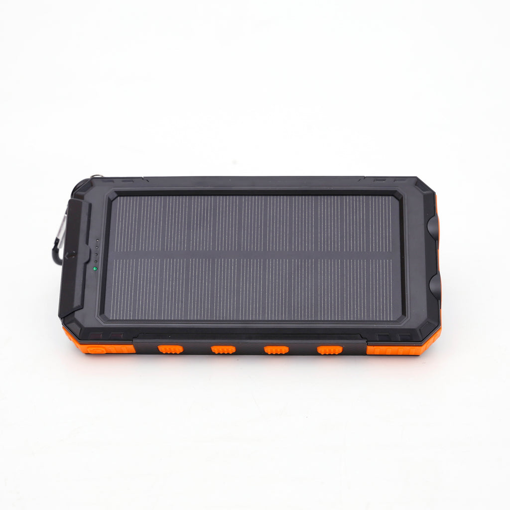 Multi-Functional 10,000mAh Power Bank with Solar Recharging, LED Flashlights, and Compass