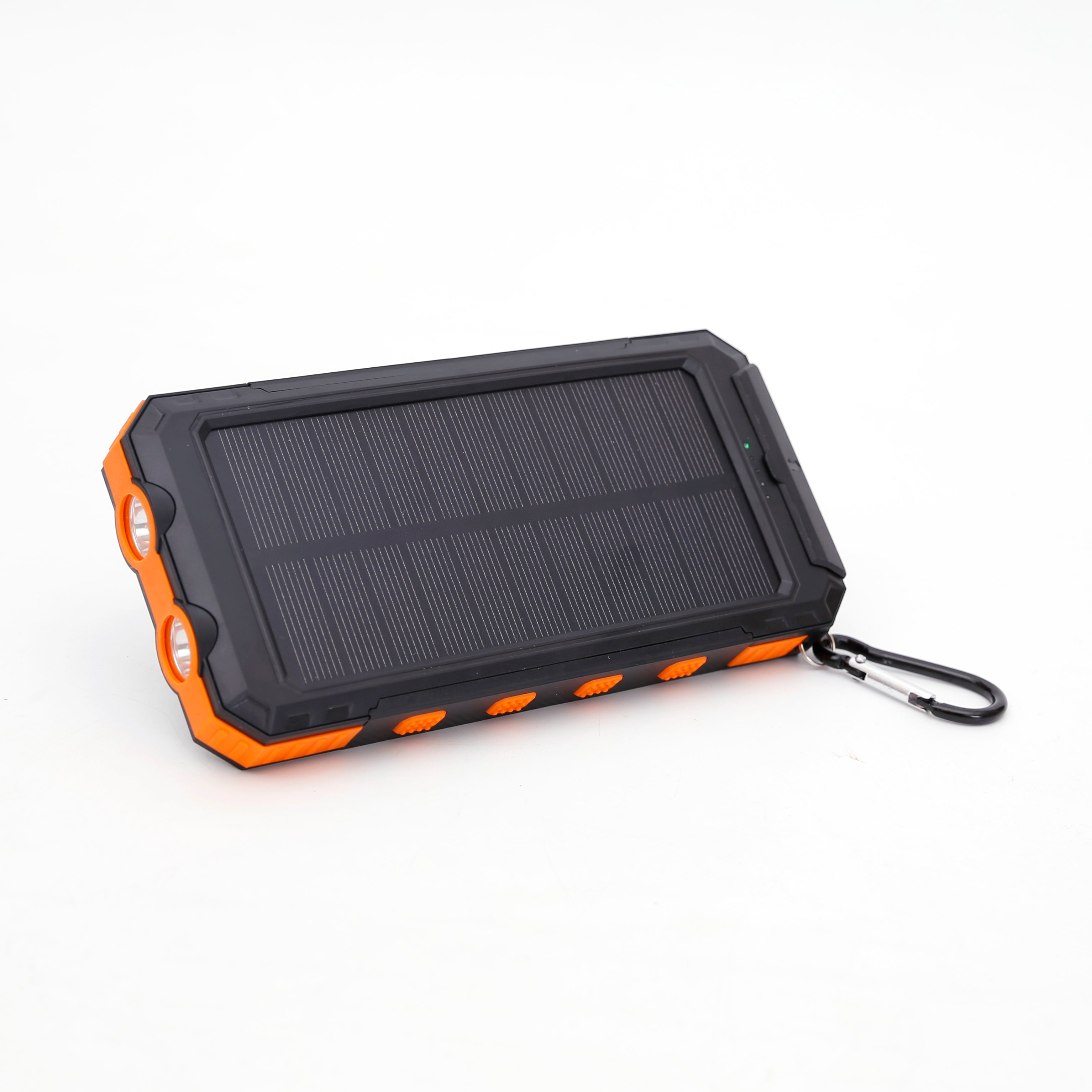 Multi-Functional 10,000mAh Power Bank with Solar Recharging, LED Flashlights, and Compass