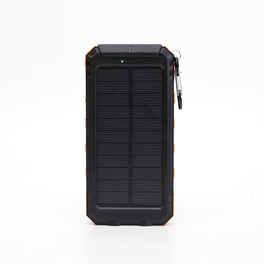 Multi-Functional 10,000mAh Power Bank with Solar Recharging, LED Flashlights, and Compass