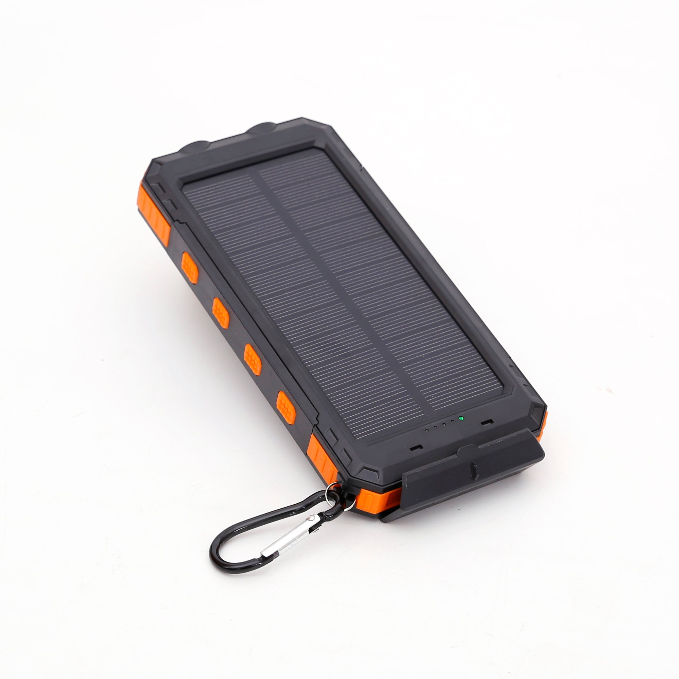 Multi-Functional 10,000mAh Power Bank with Solar Recharging, LED Flashlights, and Compass