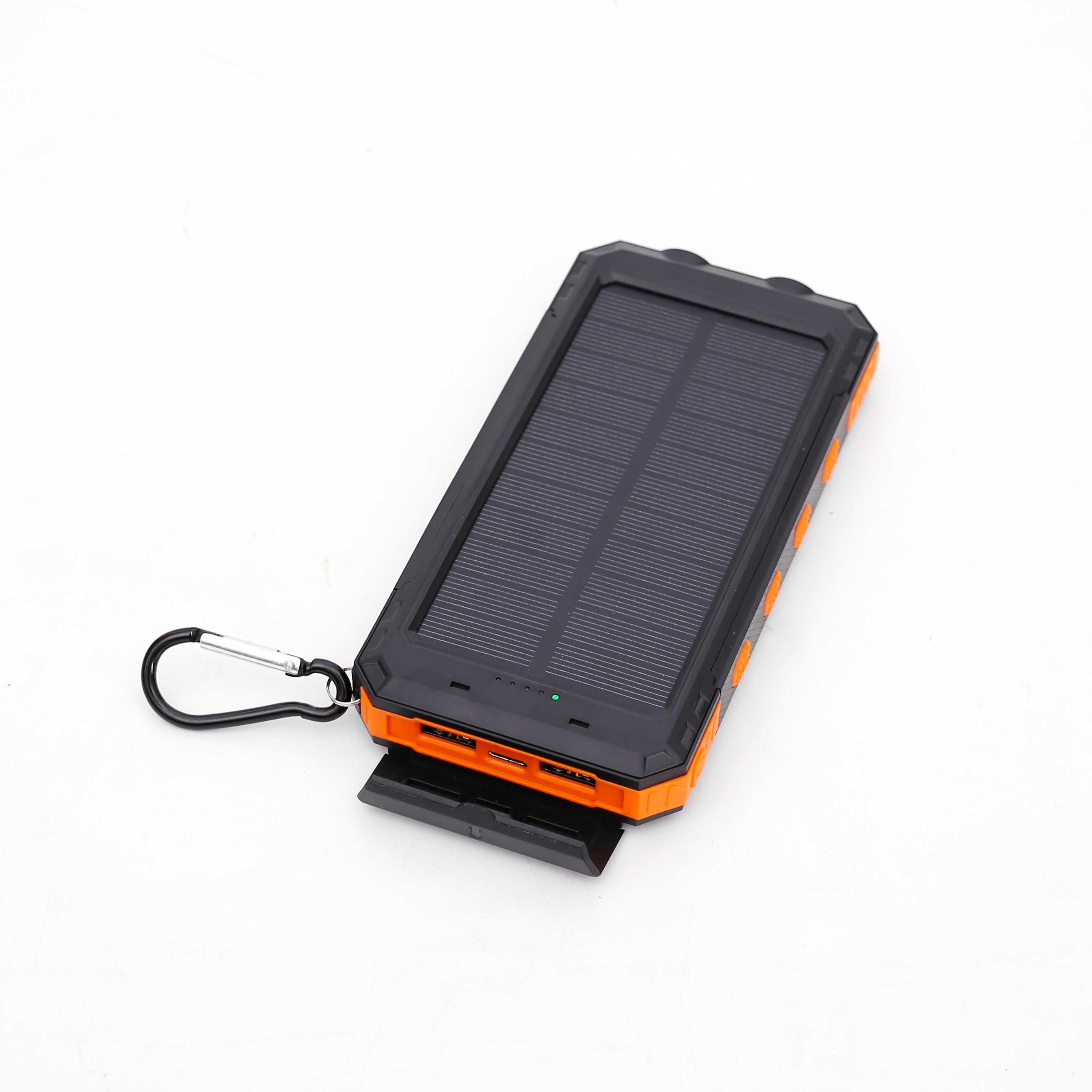 Multi-Functional 10,000mAh Power Bank with Solar Recharging, LED Flashlights, and Compass