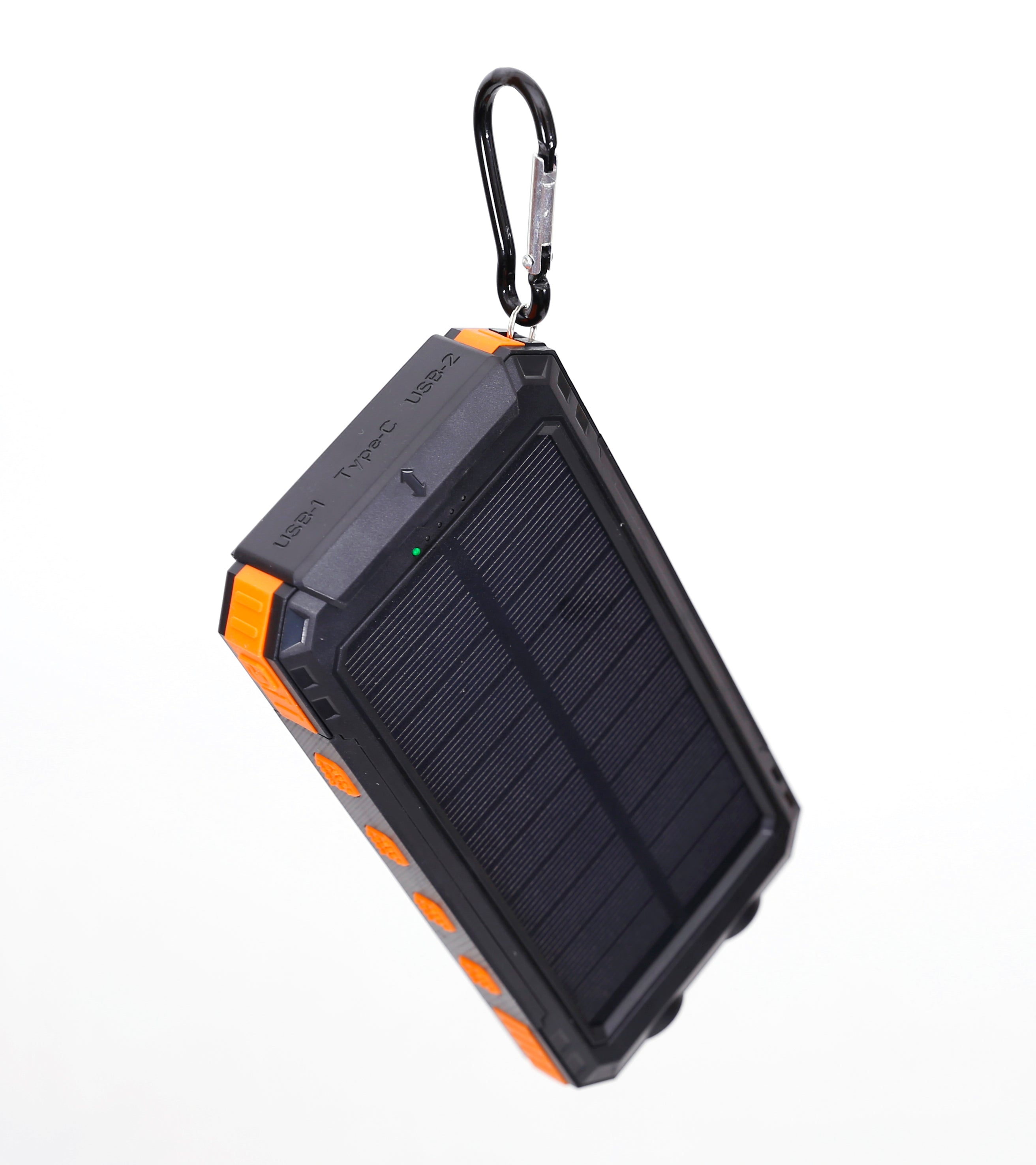 Multi-Functional 10,000mAh Power Bank with Solar Recharging, LED Flashlights, and Compass