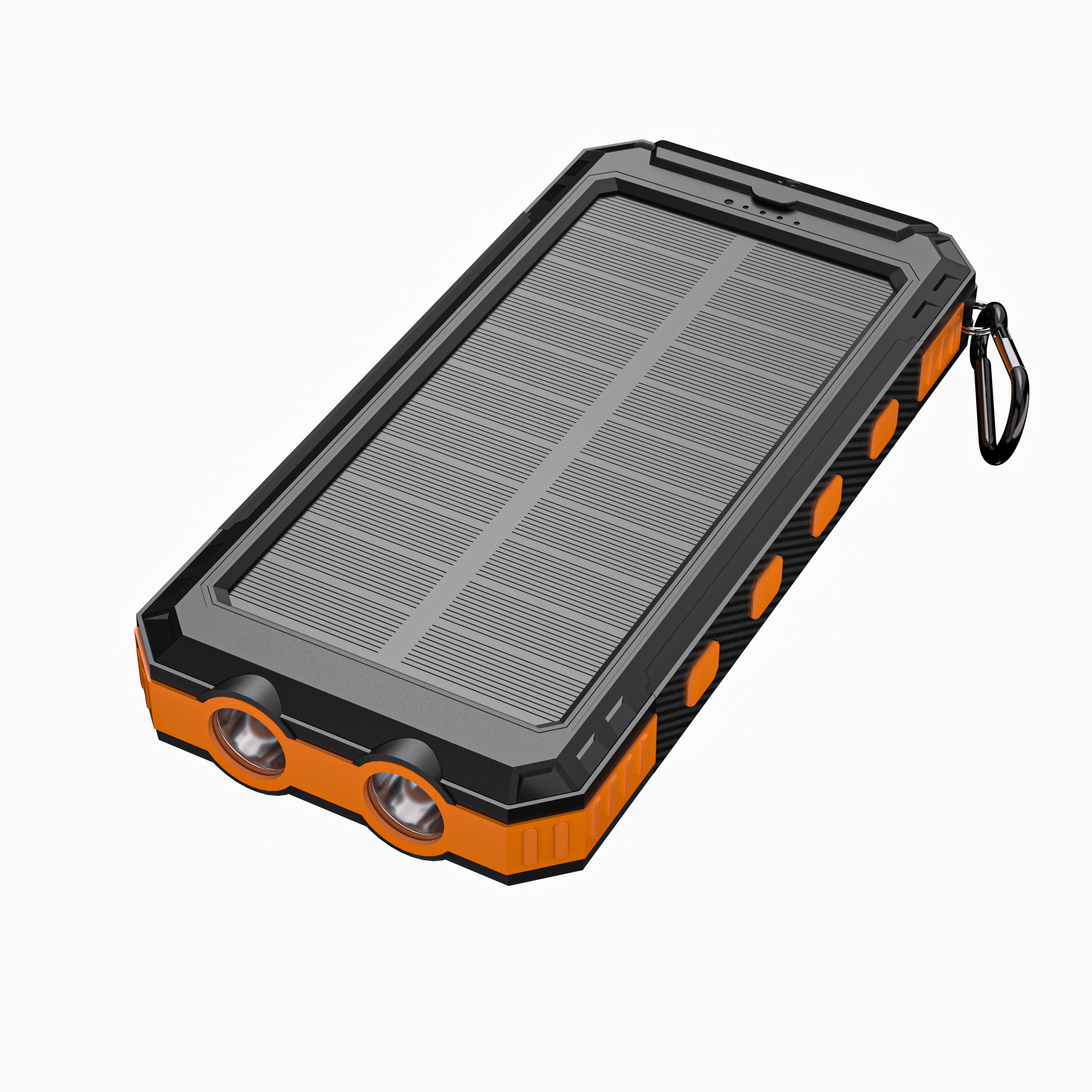 Multi-Functional 10,000mAh Power Bank with Solar Recharging, LED Flashlights, and Compass