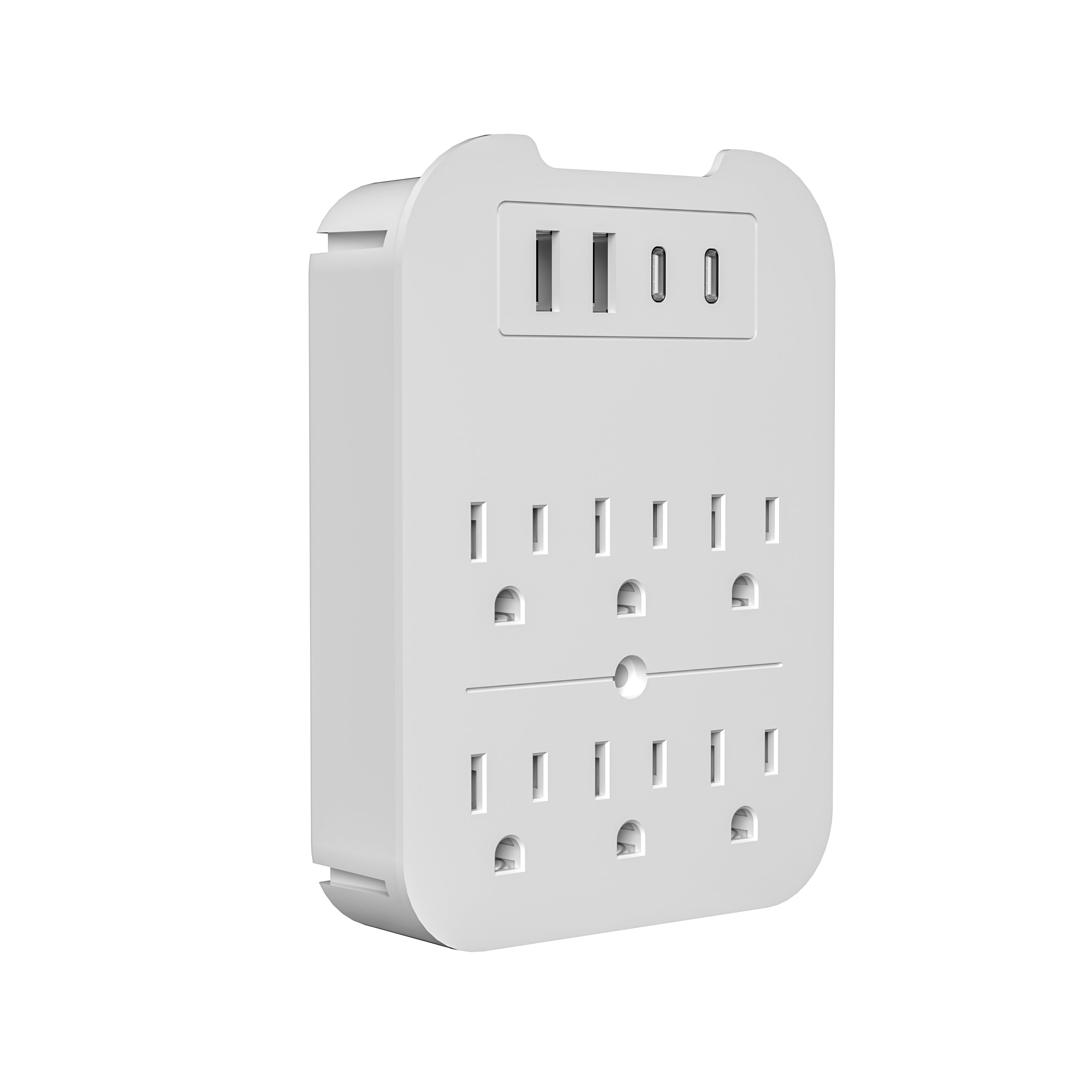 LAX 20W 6 Outlets Surge Protector + 2 USB-A + 2 USB-C - White