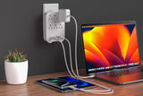 USB PD 20W 6 Outlets Surge Protector + 2 USB-A + 2 USB-C - White
