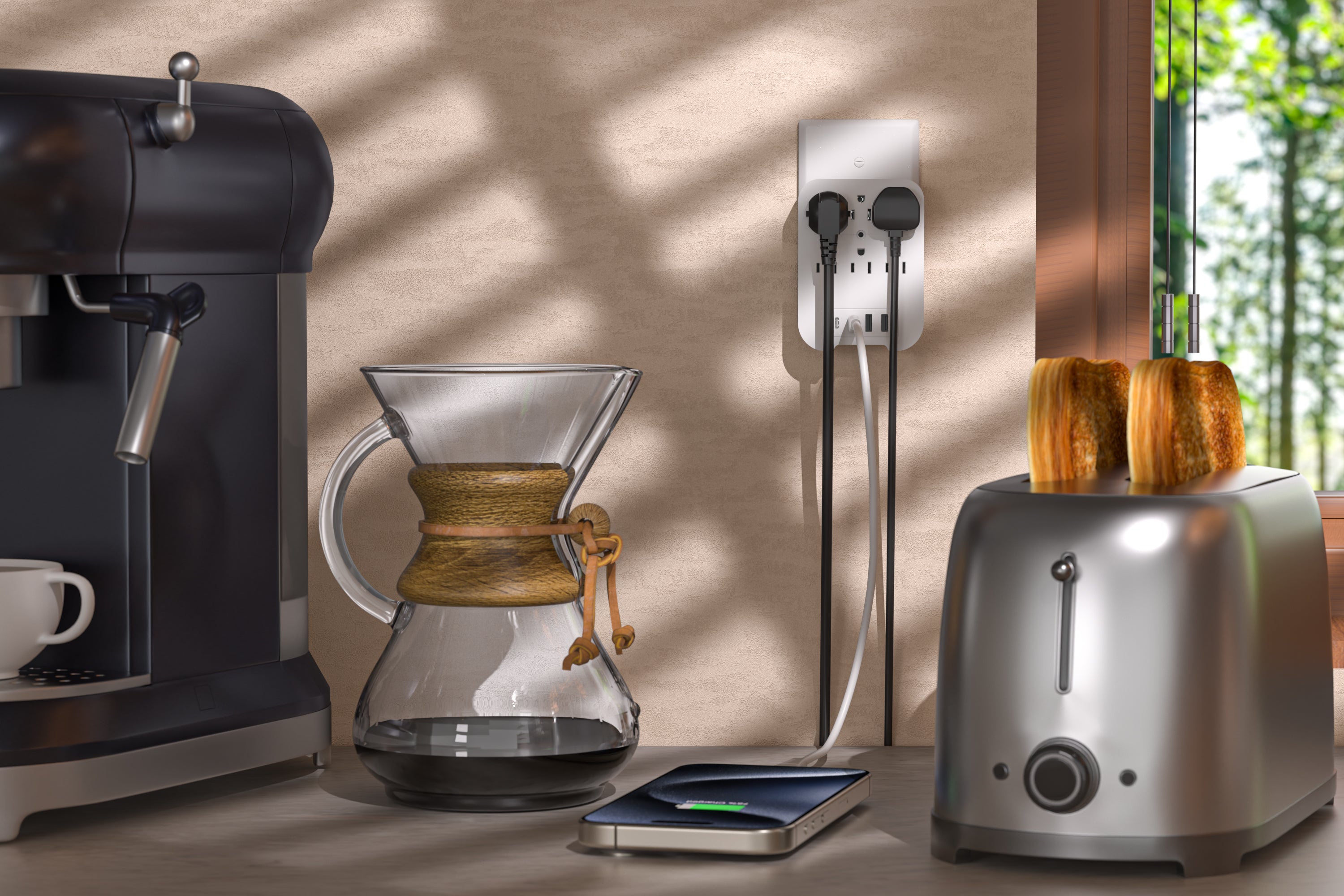 LAX 20W 6 Outlets Surge Protector + 2 USB-A + 2 USB-C - White