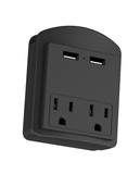 2 - Pack Surge Protector 2 Wall Outlets and 2 USB Ports - Black & White