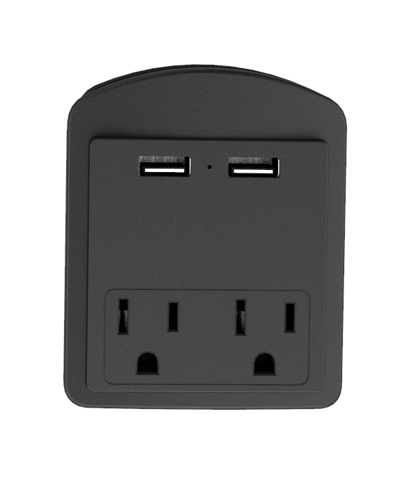 2 - Pack Surge Protector 2 Wall Outlets and 2 USB Ports - Black & White