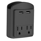 2 - Pack Surge Protector 2 Wall Outlets and 2 USB Ports - Black & White