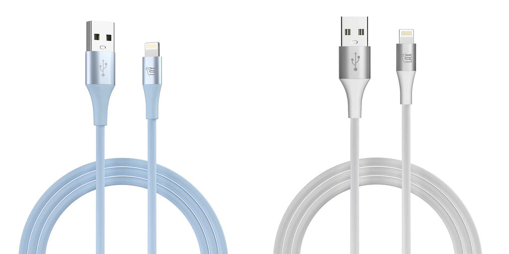 2-Pack USB-C to USB-C Linear Cable - 6ft Blue and 6ft White, 6ft Lavender and 6ft White