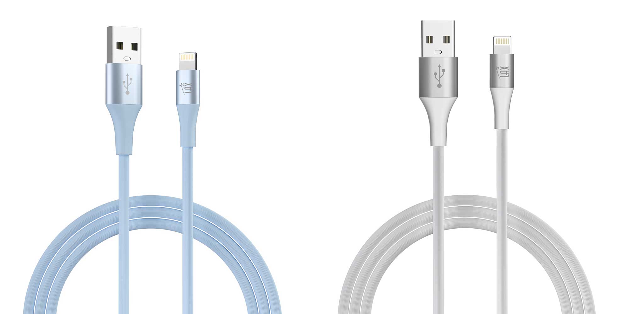 2-Pack USB-C to USB-C Linear Cable - 6ft Blue and 6ft White, 6ft Lavender and 6ft White