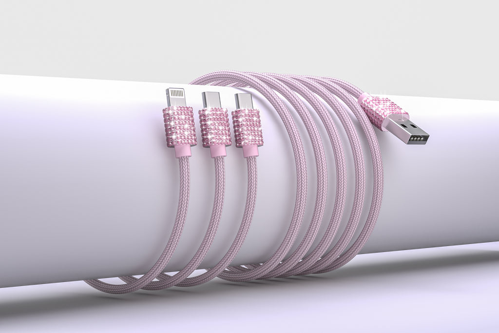 3 in 1 Fast Bling Charging Cable 1x Iphone 2x USB-C Various Attractive color