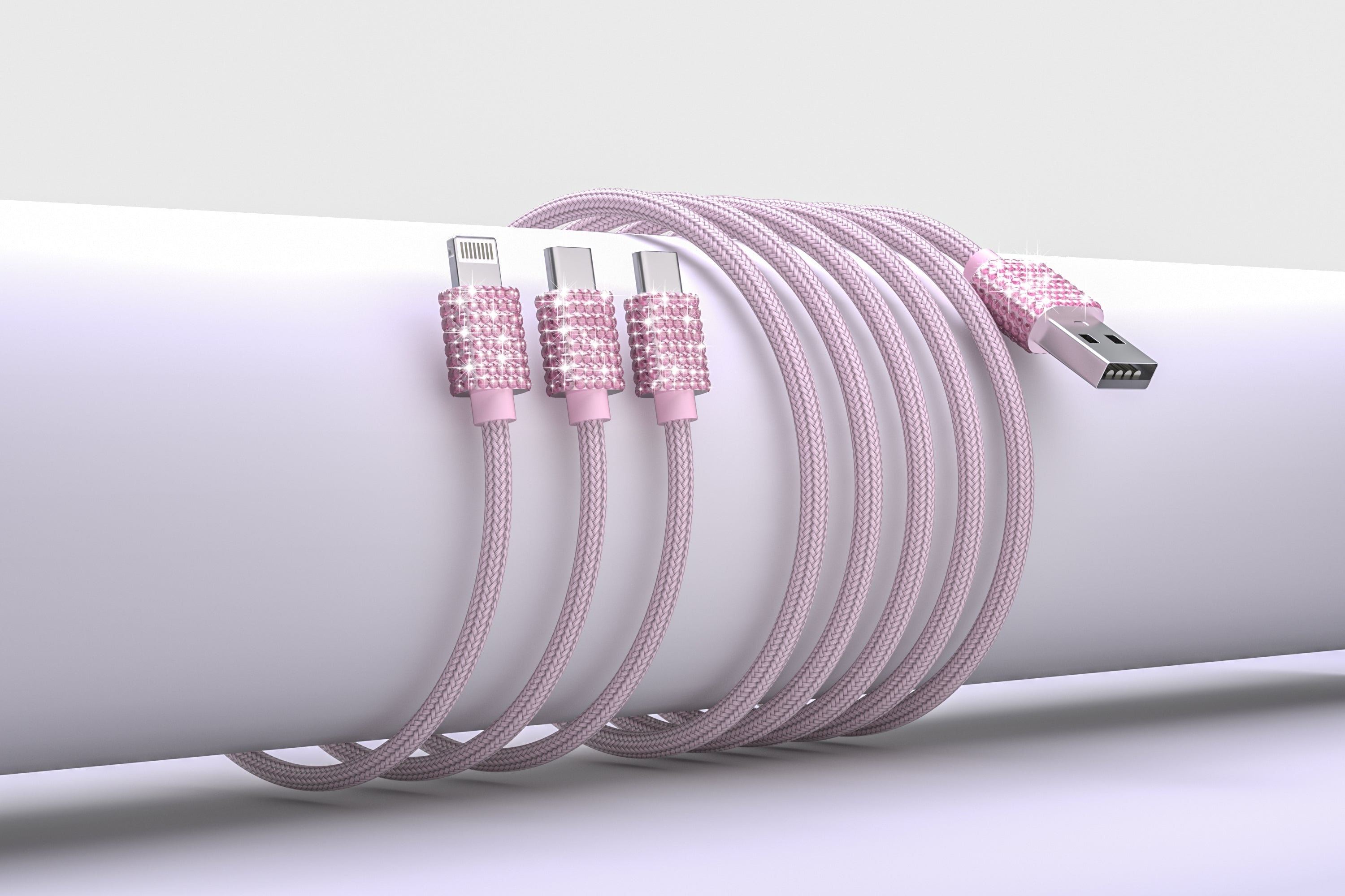 3 in 1 Fast Bling Charging Cable 1x Iphone 2x USB-C Various Attractive color