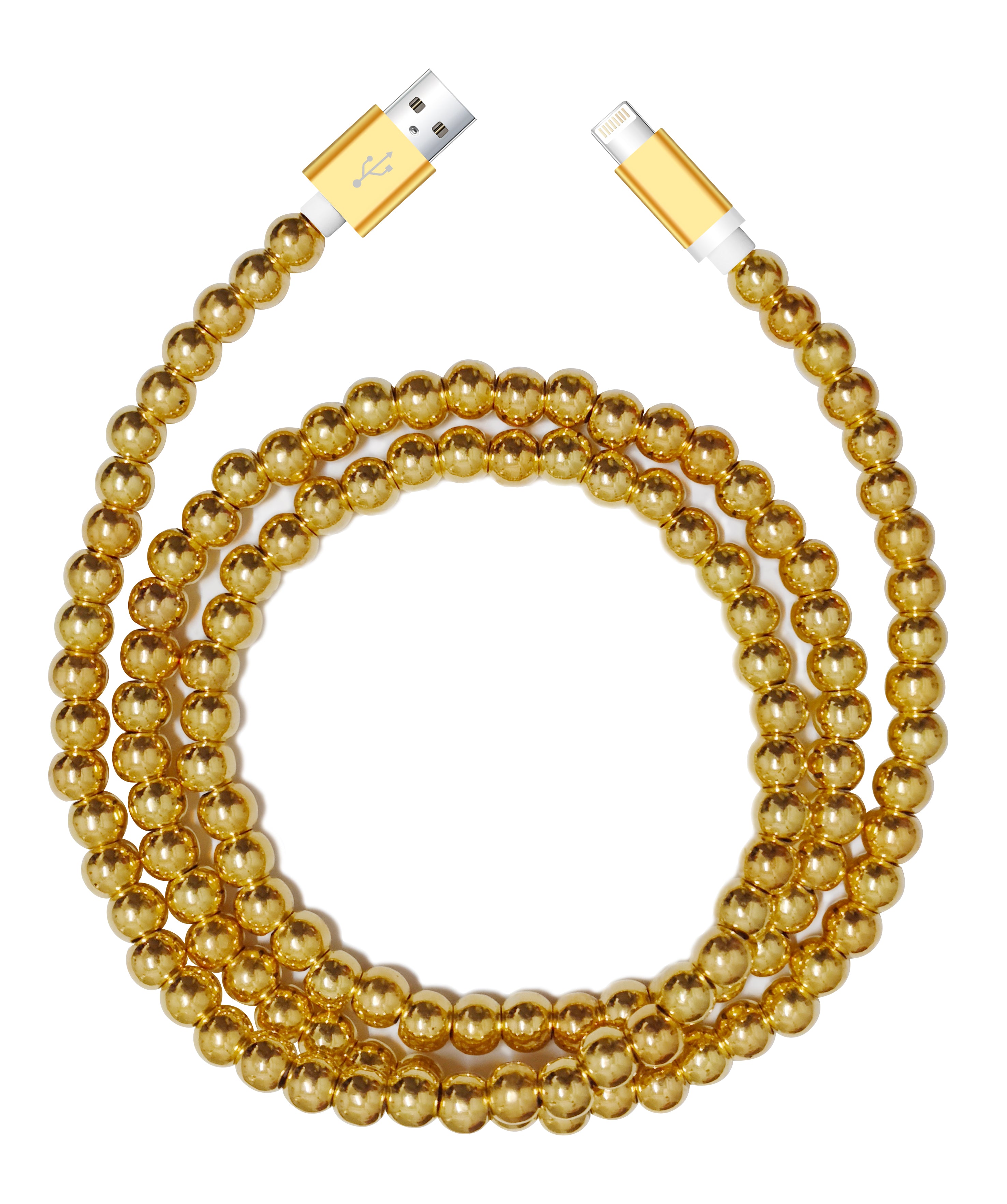 Lax - Beaded USB-A to USB-C Cable 4ft – Gold & Rainbow