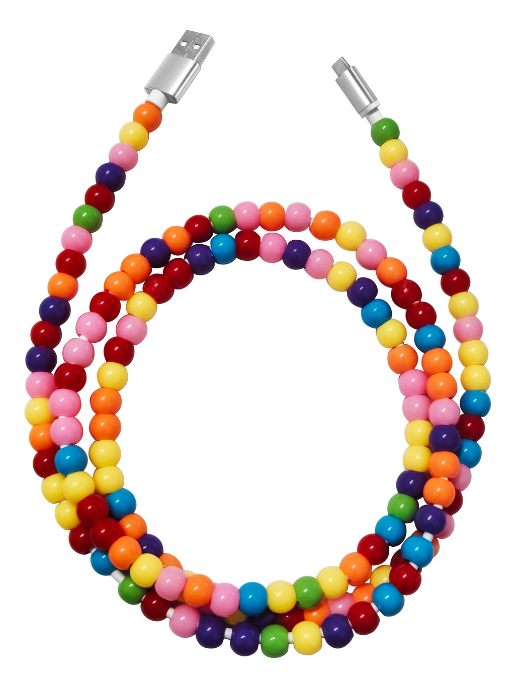 Lax - Beaded USB-A to USB-C Cable 4ft – Gold & Rainbow