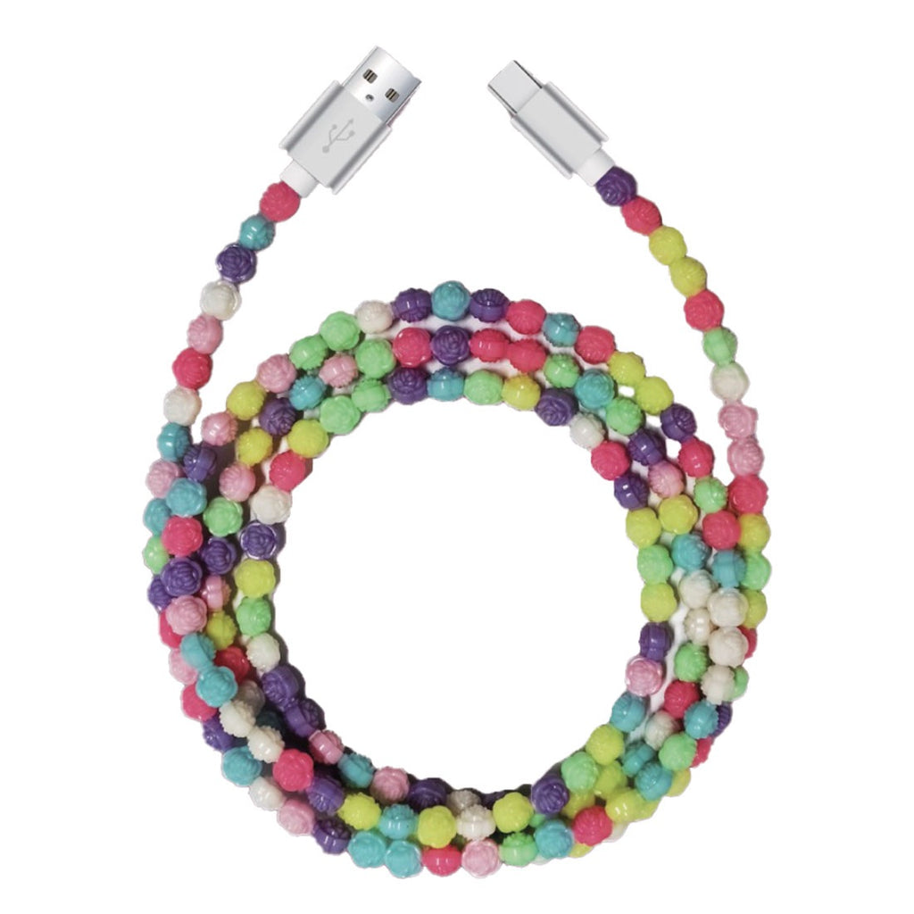 Beaded USB Cable - A to C & Iphone - 6ft Candy Style