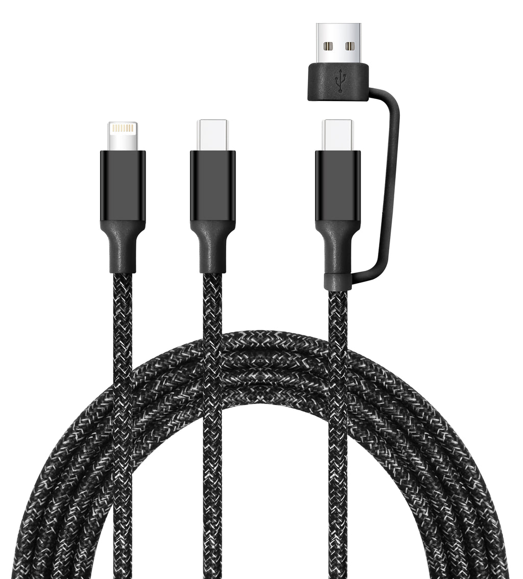 4-in-1 USB Cable - Black & Pink - USB-A/C to C/Iphone - 6