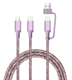 4-in-1 USB Cable - Black & Pink - USB-A/C to C/Lightning - 6