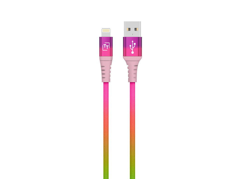 2-Pack LAX Apple MFi Certified USB to Iphone Cable 6ft and 10ft - Rainbow