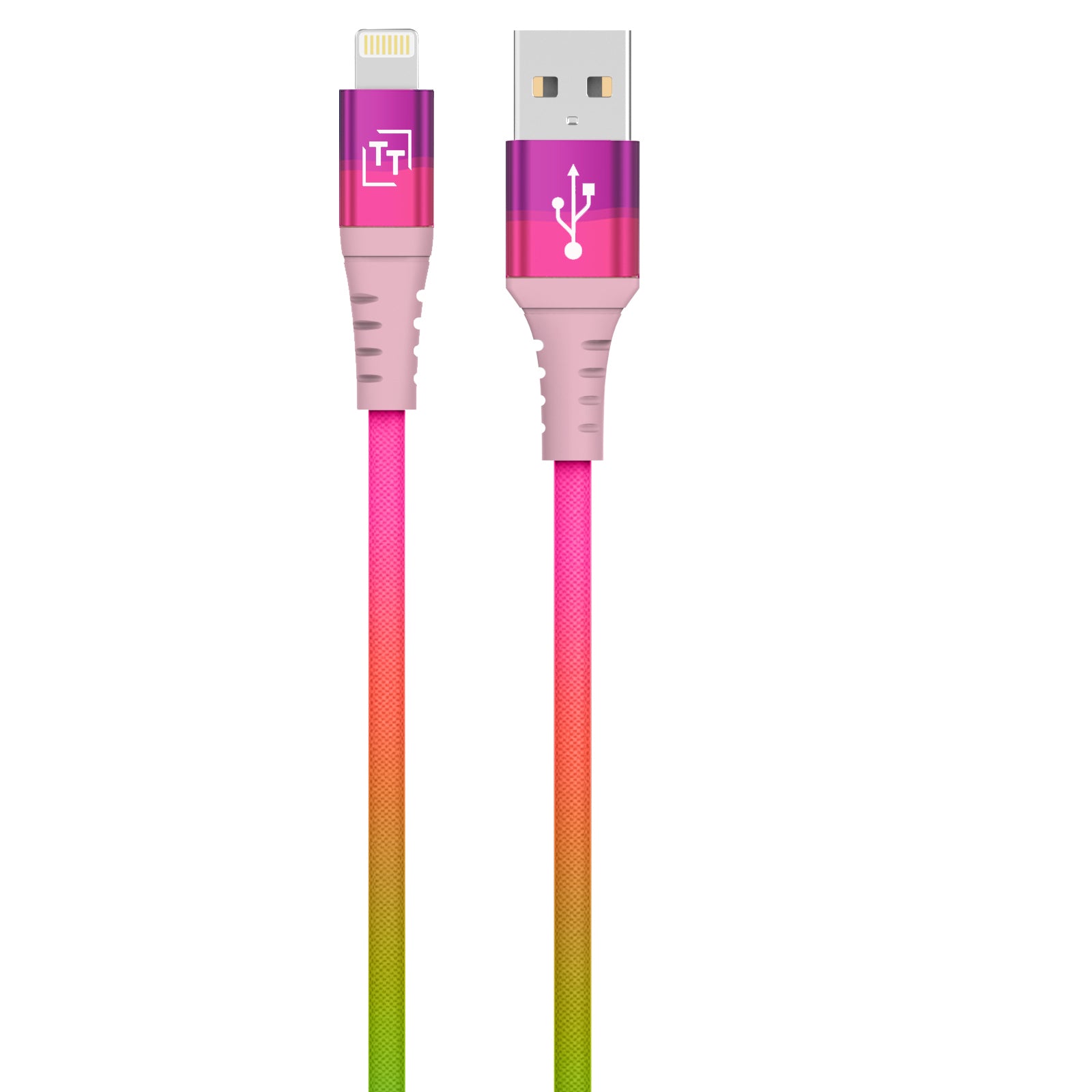 2-Pack LAX Apple MFi Certified USB to Iphone Cable 6ft and 10ft - Rainbow