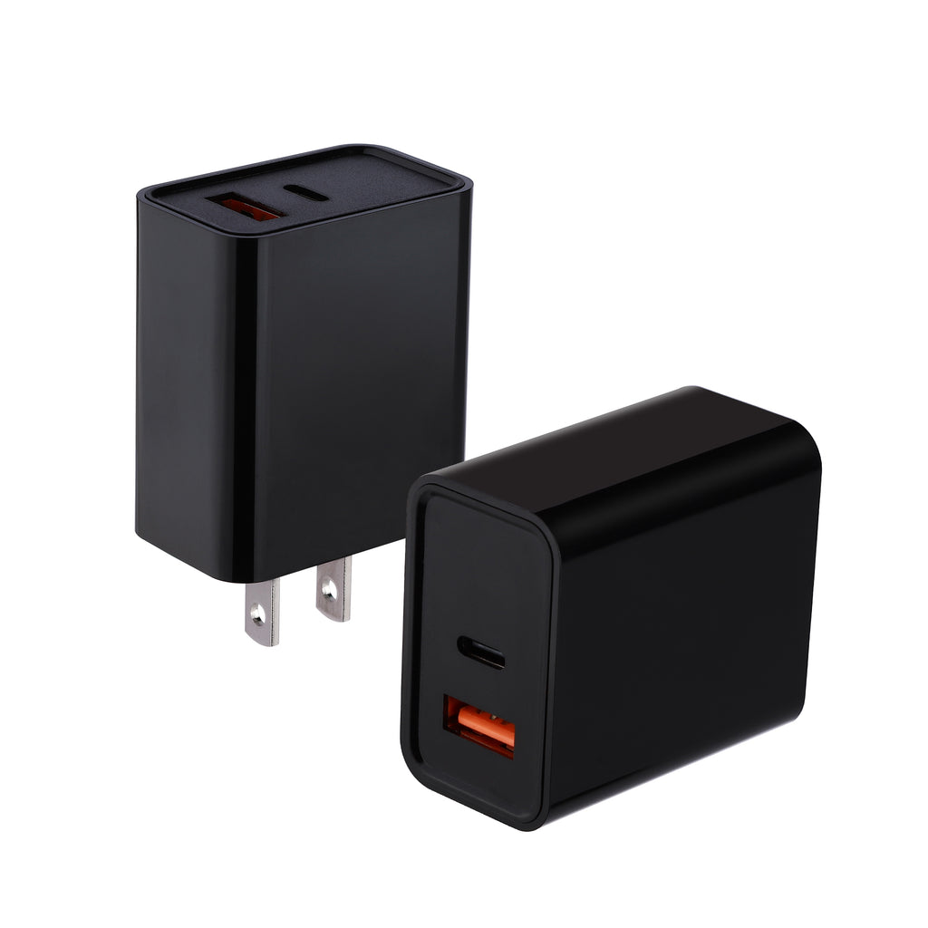 2-Pack PD 20W 2-Port USB-C Wall Charger - Black & White