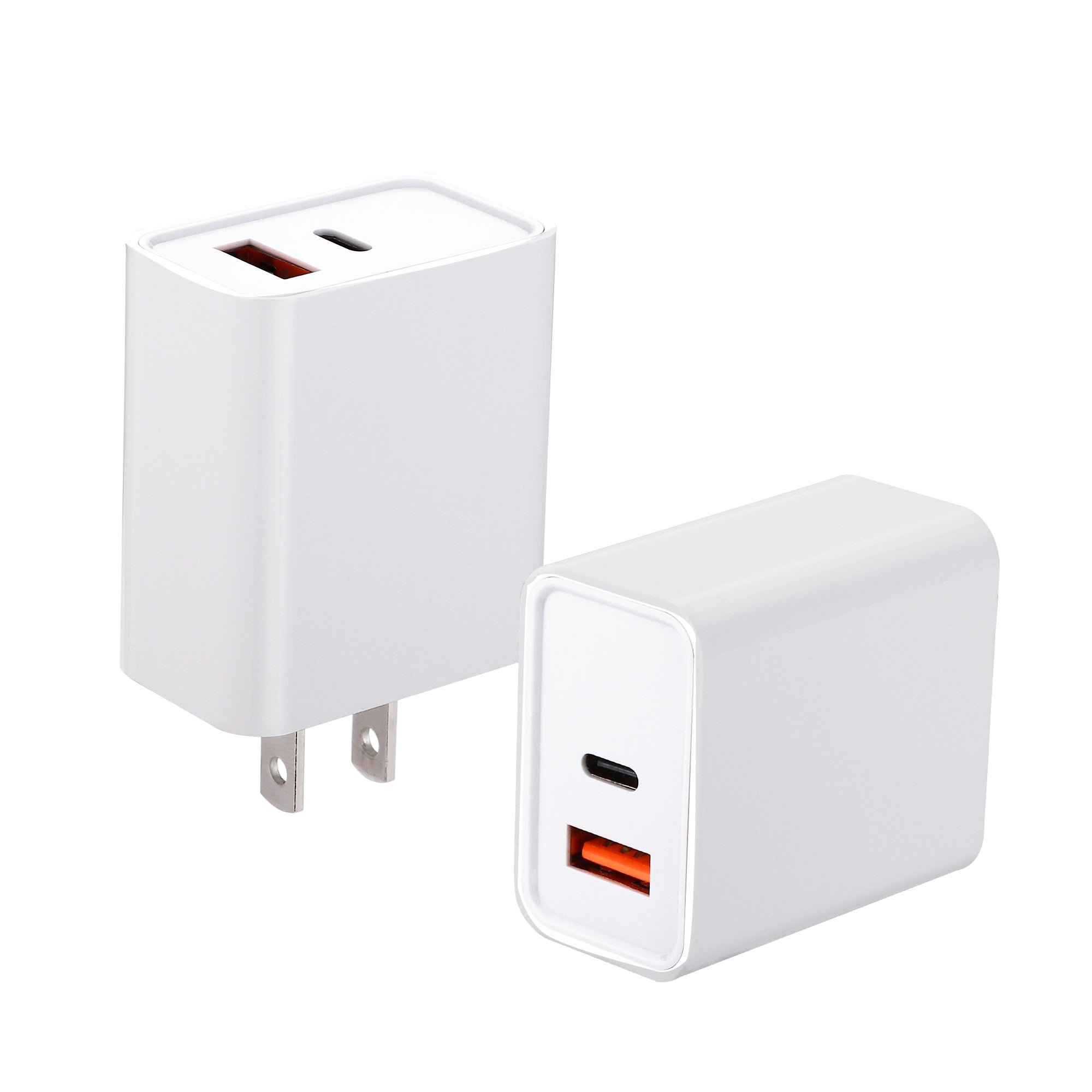 2-Pack PD 20W 2-Port USB-C Wall Charger - Black & White