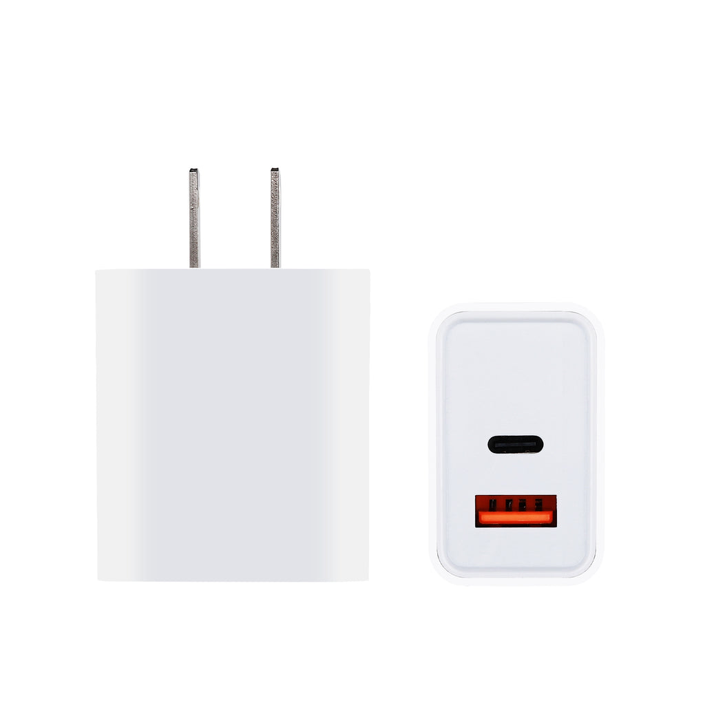 2-Pack PD 20W 2-Port USB-C Wall Charger - Black & White