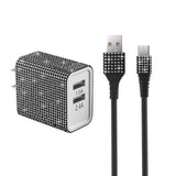 Tech Mod Bling Dual USB Wall Charger with USB-C Cable - 6ft