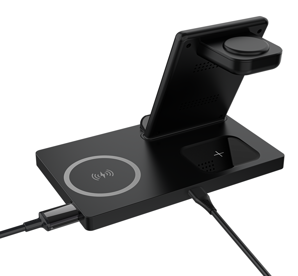 LAX Gadgets 5-in-1 Wireless Fast Rapid Charging Stand For Iphone/Ipad, Airpods and Watch Bands