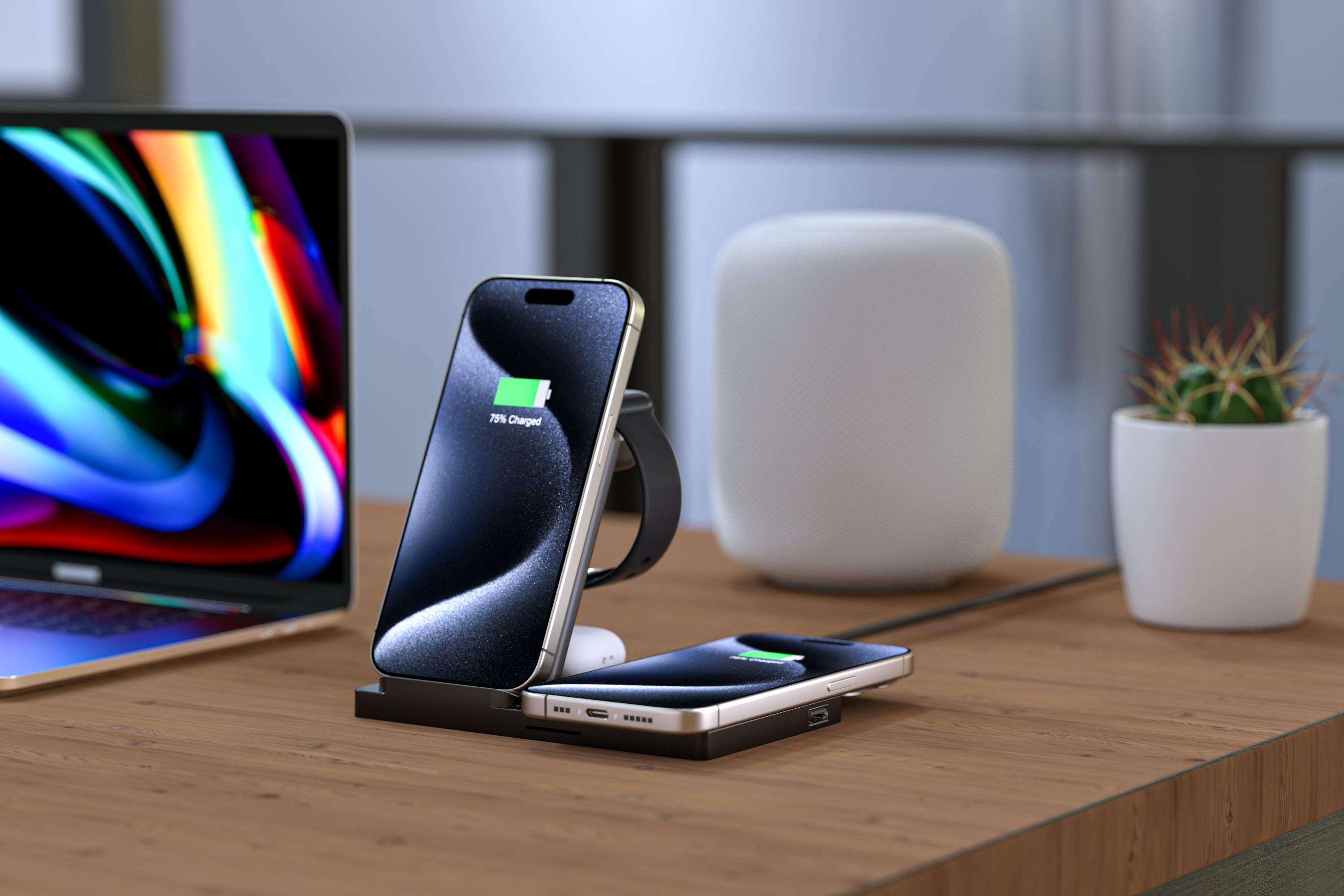 LAX Gadgets 5-in-1 Wireless Fast Rapid Charging Stand For Iphone/Ipad, Airpods and Watch Bands