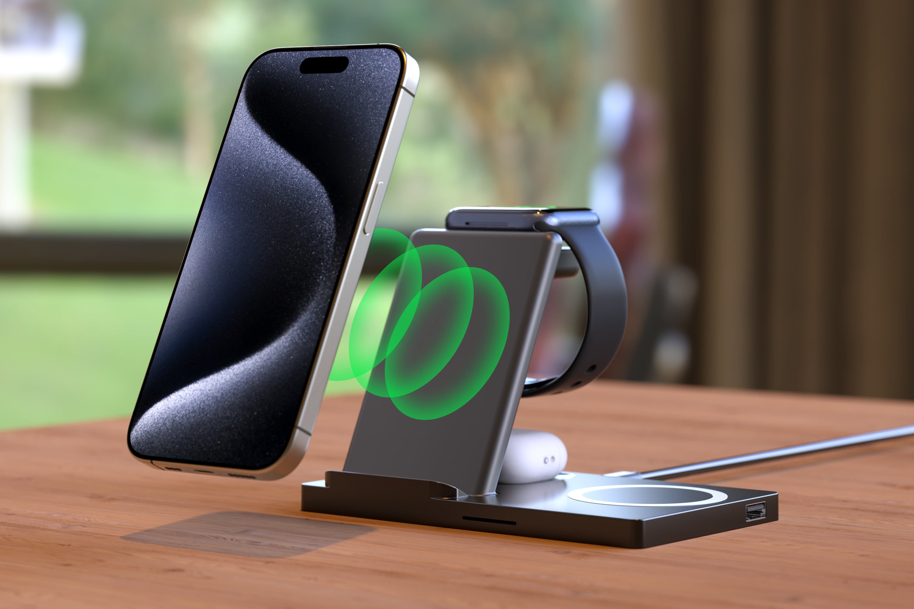 LAX Gadgets 5-in-1 Wireless Fast Rapid Charging Stand For Iphone/Ipad, Airpods and Watch Bands