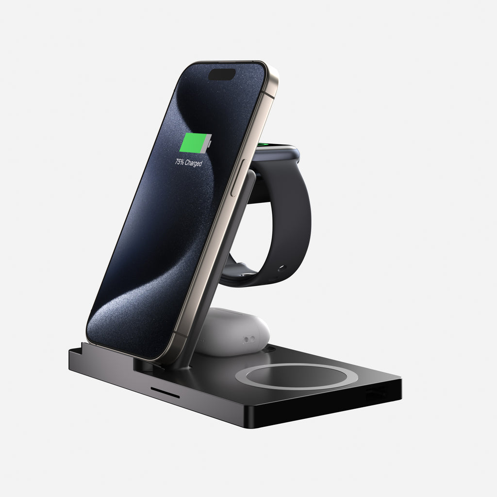 LAX Gadgets 5-in-1 Wireless Fast Rapid Charging Stand For Iphone/Ipad, Airpods and Watch Bands