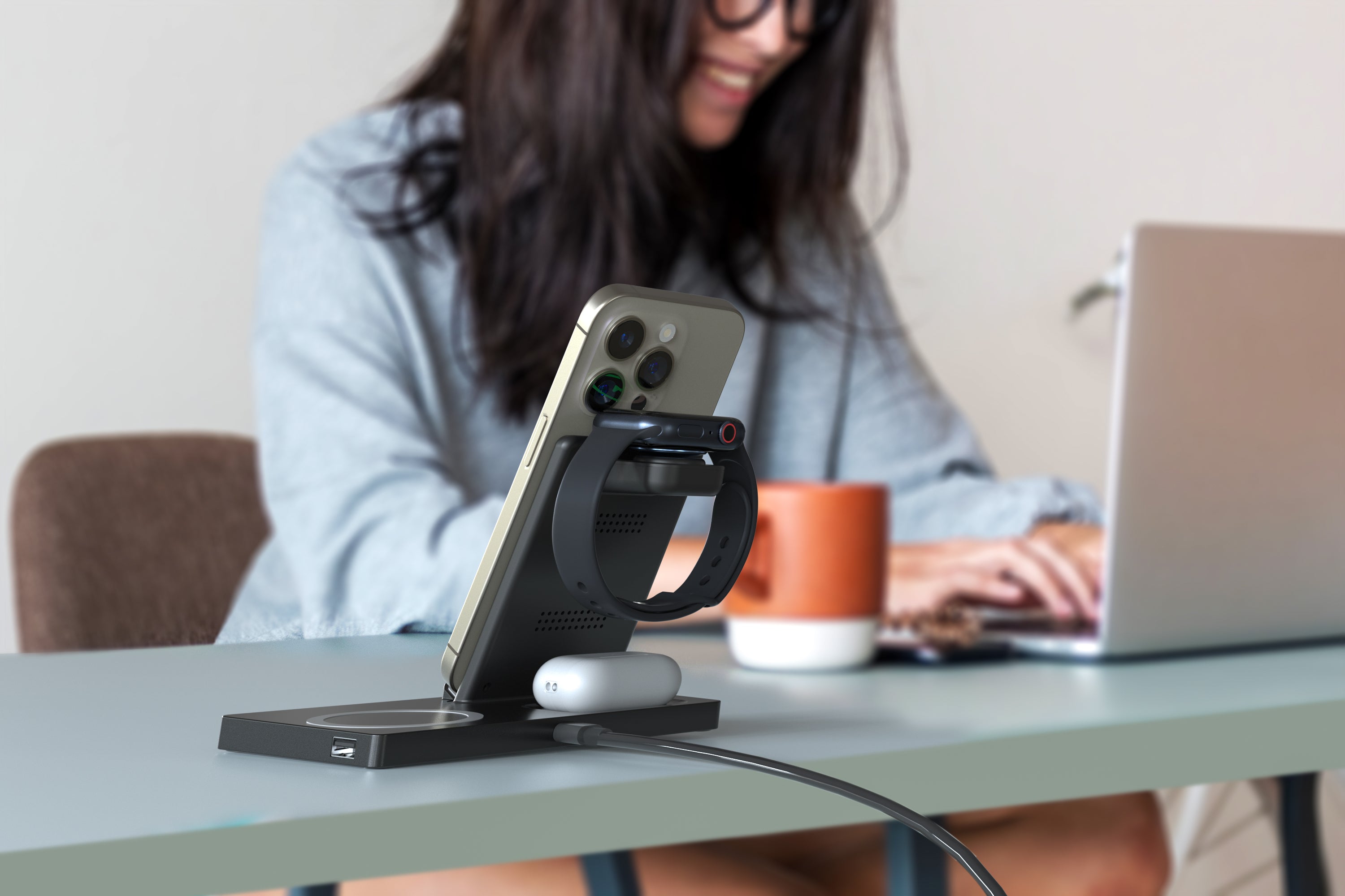 LAX Gadgets 5-in-1 Wireless Fast Rapid Charging Stand For Iphone/Ipad, Airpods and Watch Bands