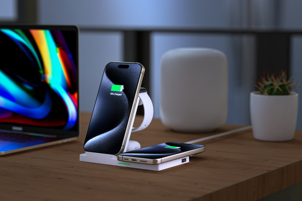 LAX Gadgets 5-in-1 Wireless Fast Rapid Charging Stand For Iphone/Ipad, Airpods and Watch Bands