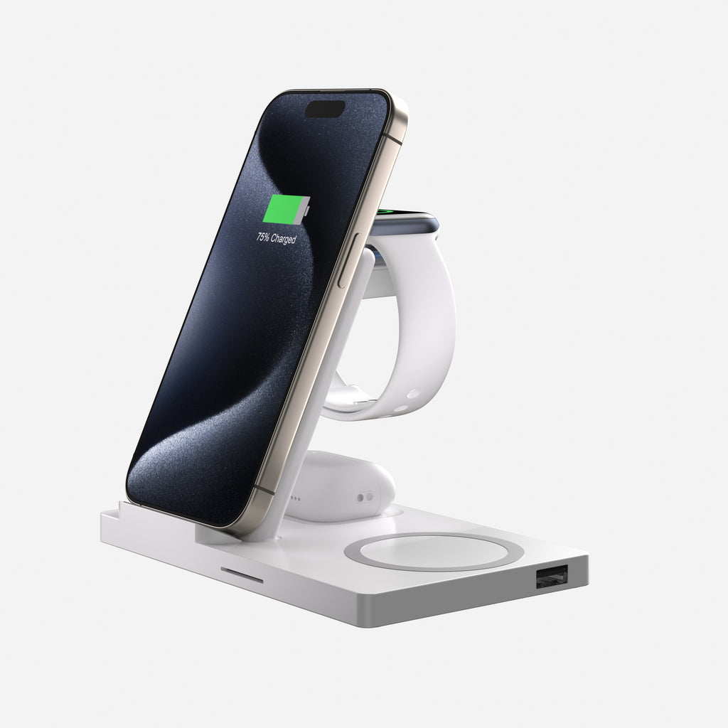 LAX Gadgets 5-in-1 Wireless Fast Rapid Charging Stand For Iphone/Ipad, Airpods and Watch Bands