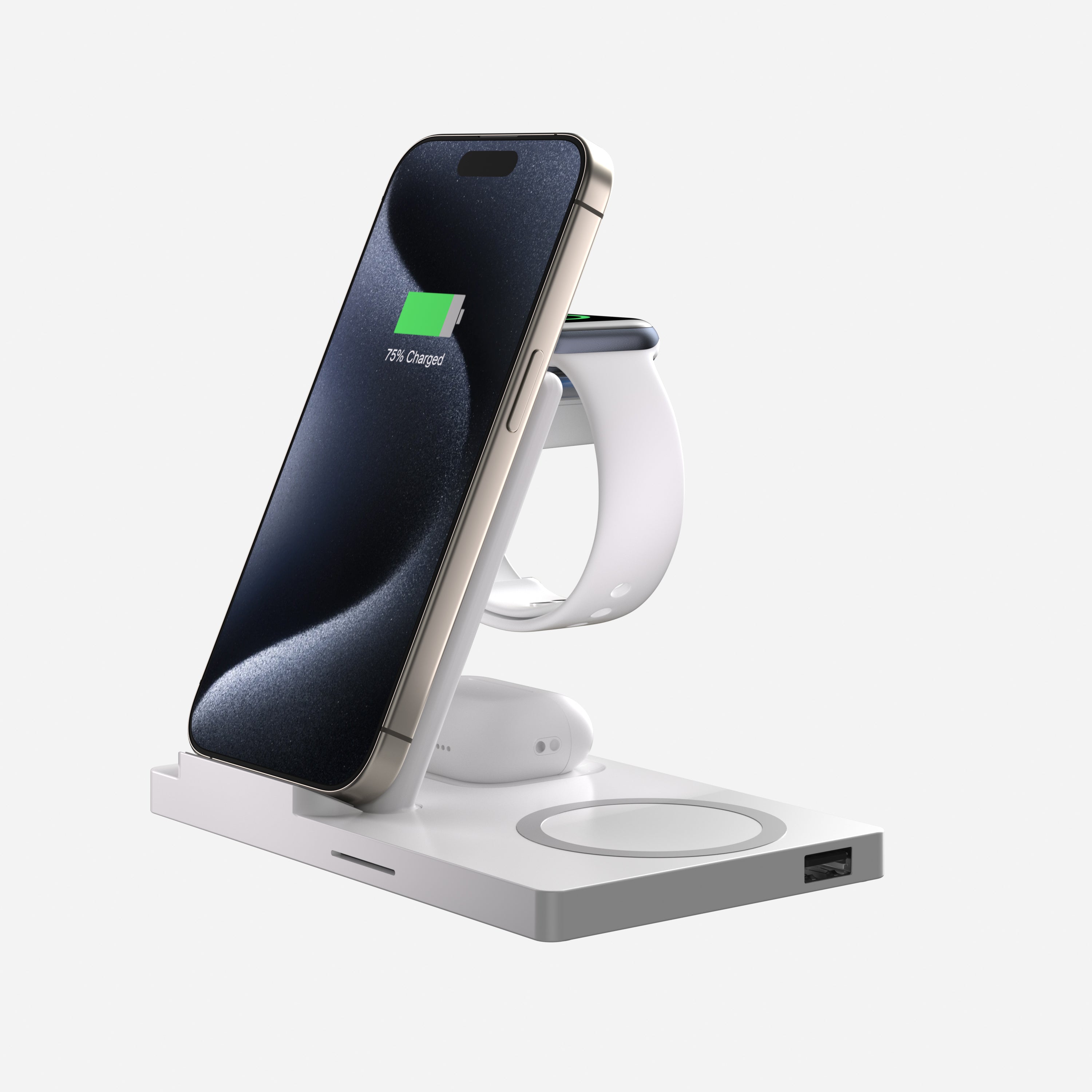 LAX Gadgets 5-in-1 Wireless Fast Rapid Charging Stand For Iphone/Ipad, Airpods and Watch Bands