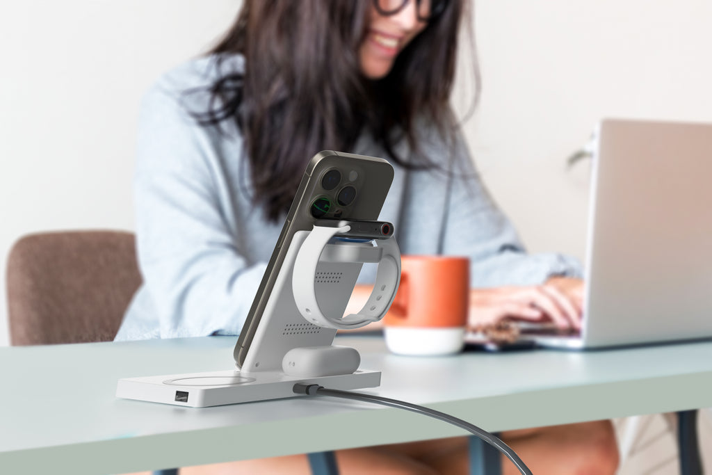LAX Gadgets 5-in-1 Wireless Fast Rapid Charging Stand For Iphone/Ipad, Airpods and Watch Bands