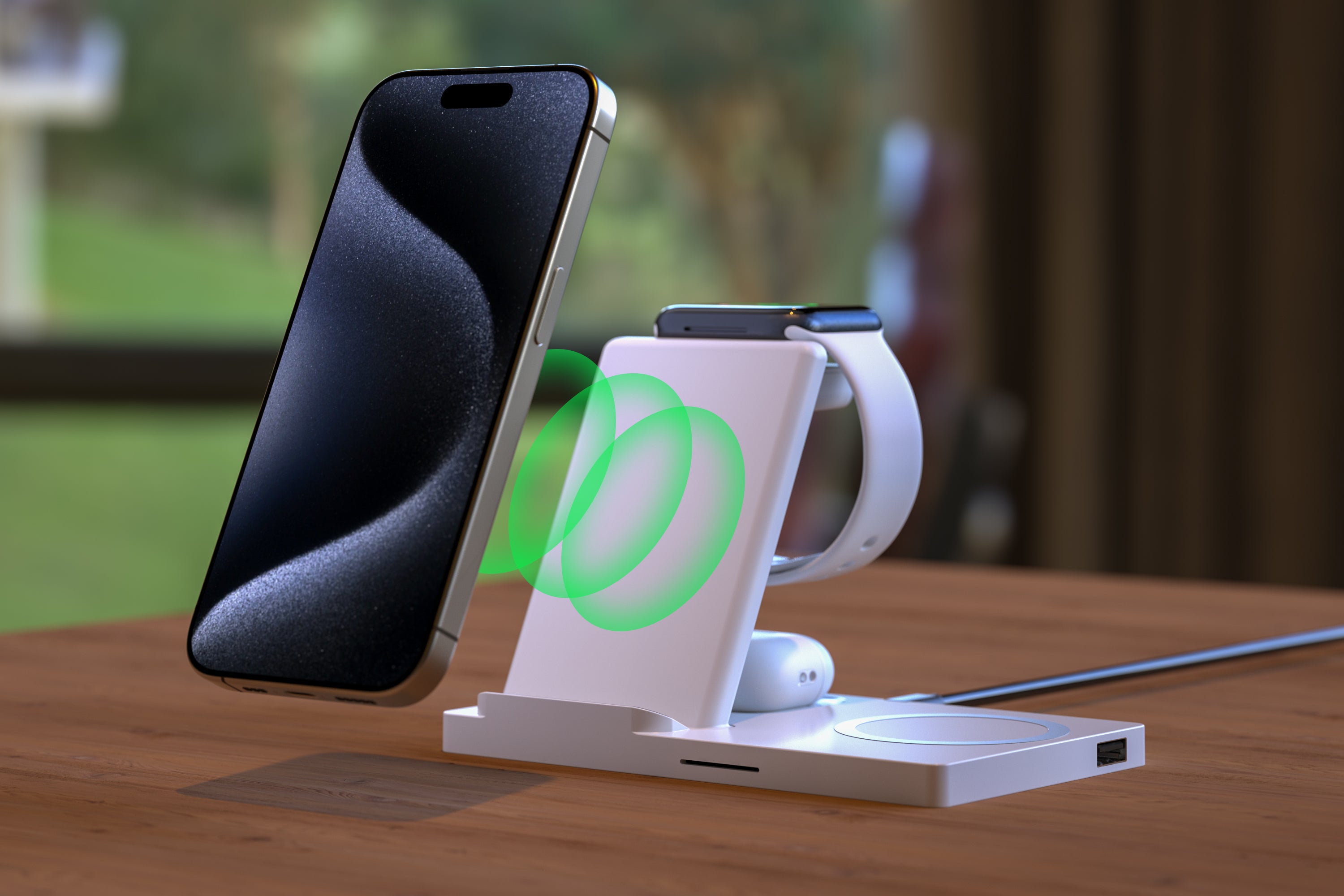 LAX Gadgets 5-in-1 Wireless Fast Rapid Charging Stand For Iphone/Ipad, Airpods and Watch Bands