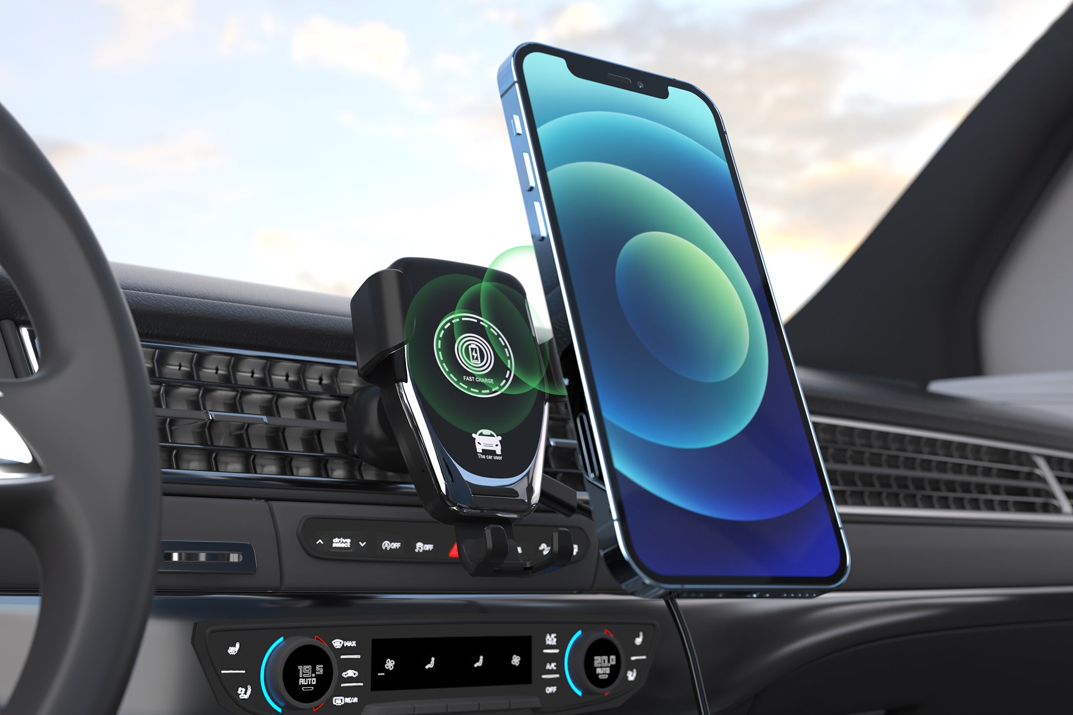 LAX Wireless Charging 15W Air Vent Cradle Mount