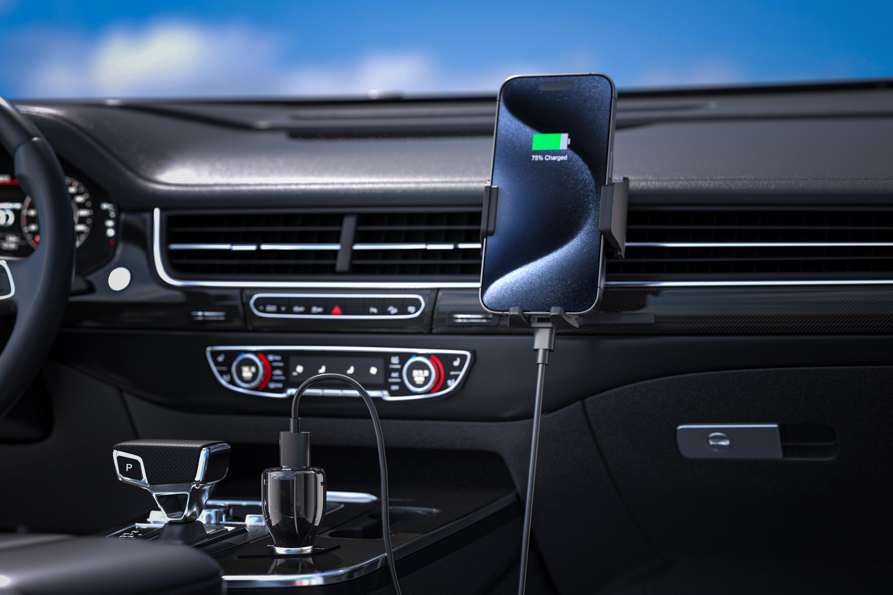 Wireless Charging Vent Mount with 20W Car Charger and USB-C to USB-C Cable