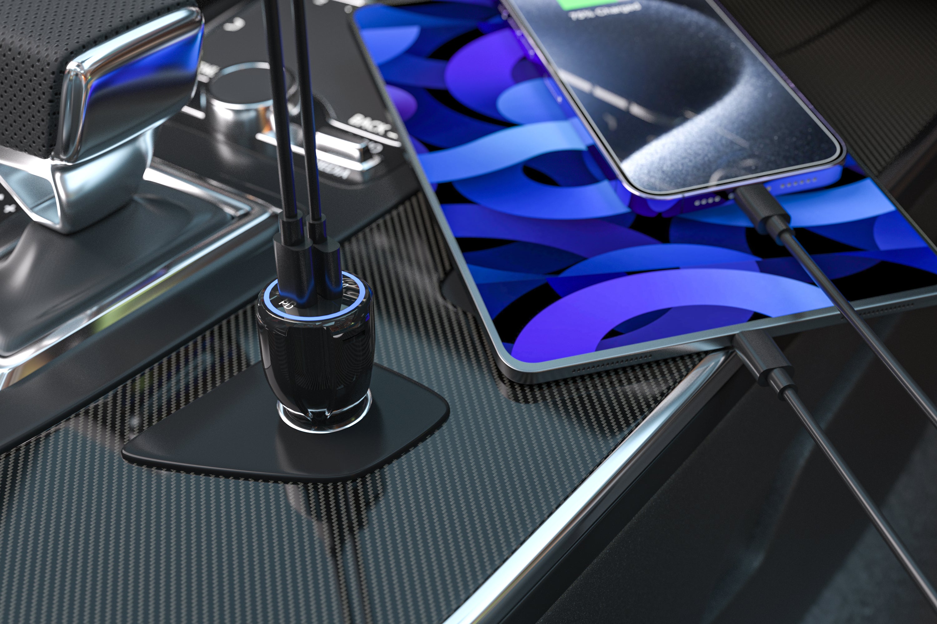 Wireless Charging Vent Mount with 20W Car Charger and USB-C to USB-C Cable