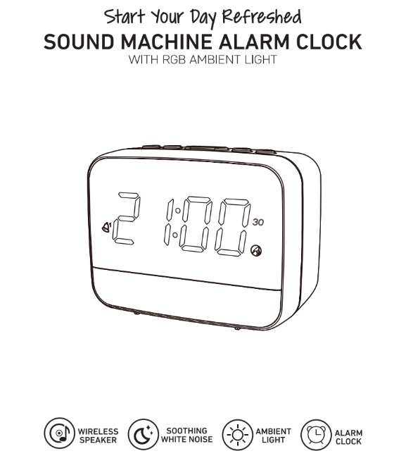LED Alarm Clock with Wireless Audio & White Noise